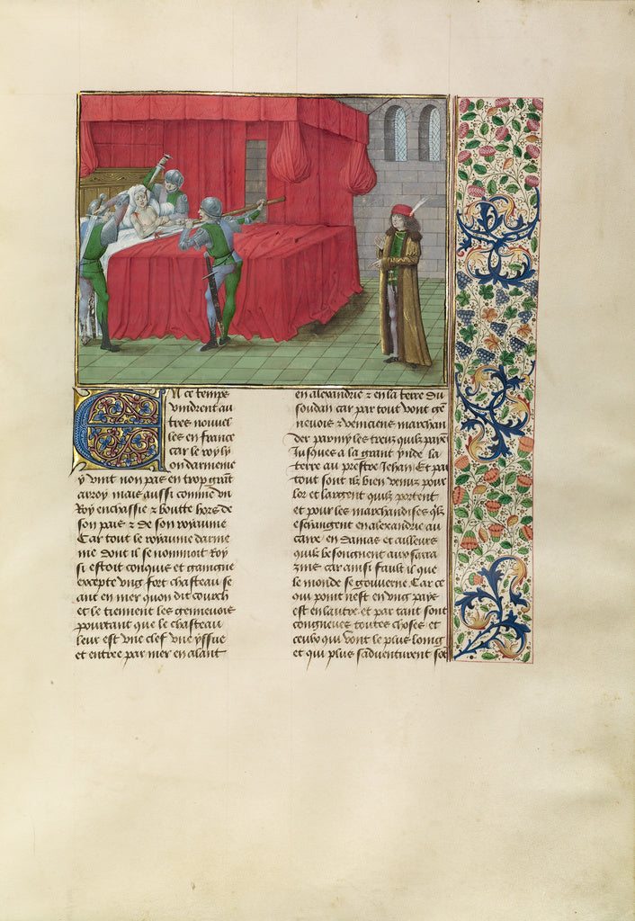 Master of the Getty Froissart:The King of Cyprus Killed by h, Poster Print Wall Art
