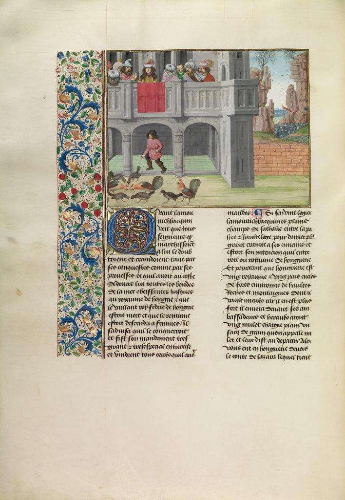 Master of the Getty Froissart:The Parable of Hens and Corn, Poster Print Wall Art