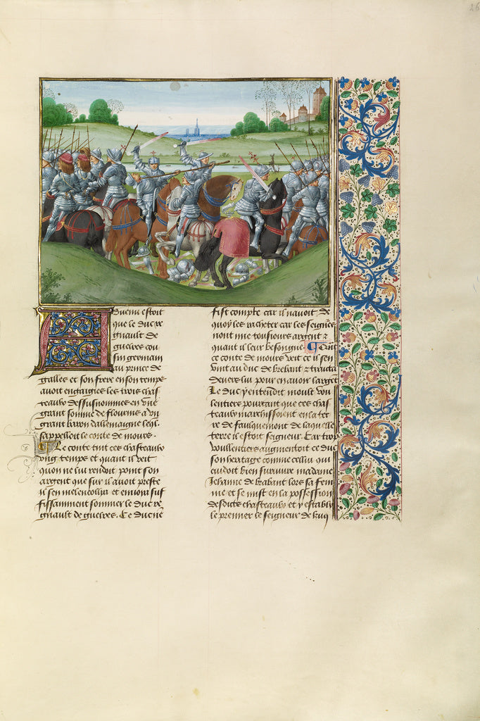 Master of the Getty Froissart:The Battle between the Duke of, Poster Print Wall Art