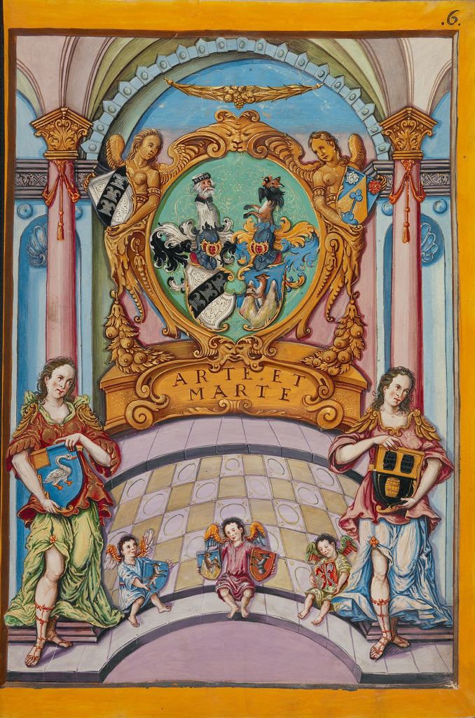 Unknown:Second Frontispiece with the Derrer Coat of Arms, Poster Print Wall Art