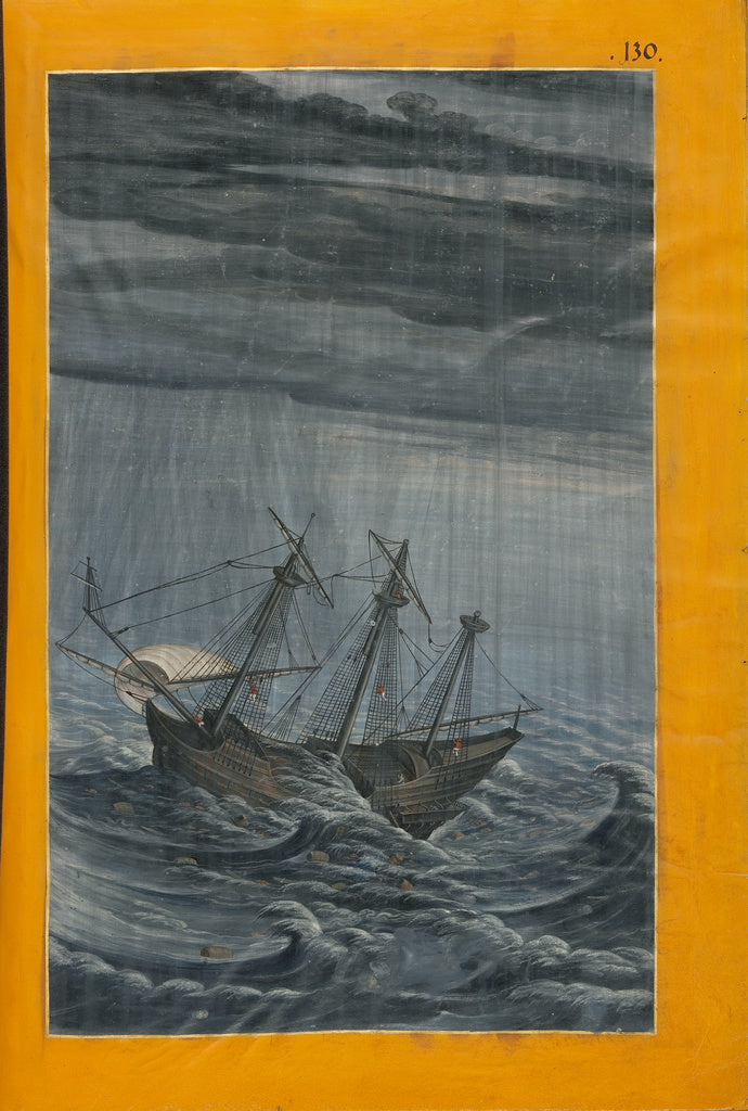 Georg Strauch:A Ship in a Stormy Sea,16x12