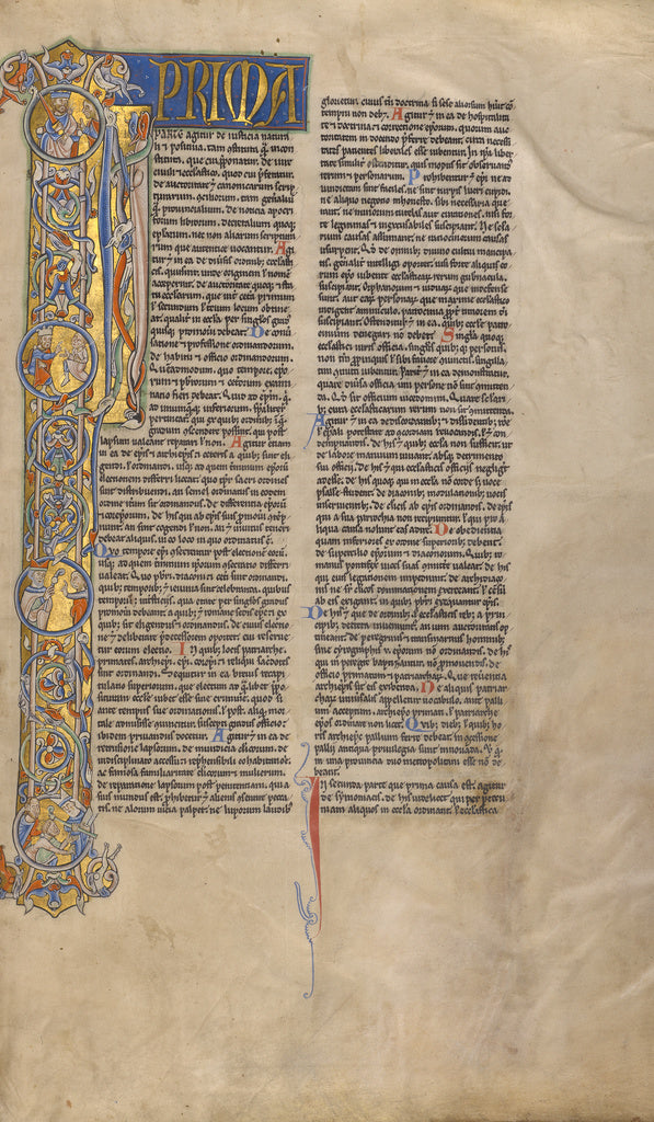 Unknown:Initial I: Scenes of Secular and Ecclesiastical Just, Poster Print Wall Art