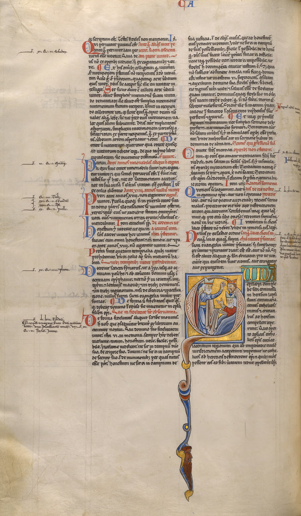 Unknown:Initial Q: A Bishop Arguing with Two Heretical Bisho, Poster Print Wall Art
