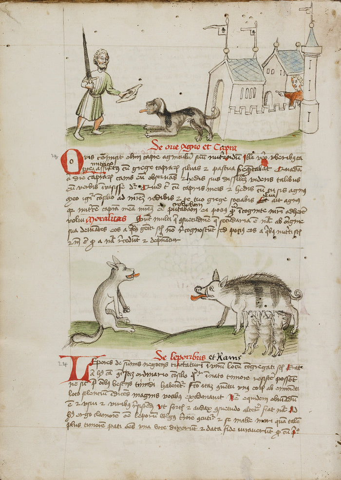 Unknown Artist:A Man with a Sword and a Dog with a Bone; A Wolf and,16x12