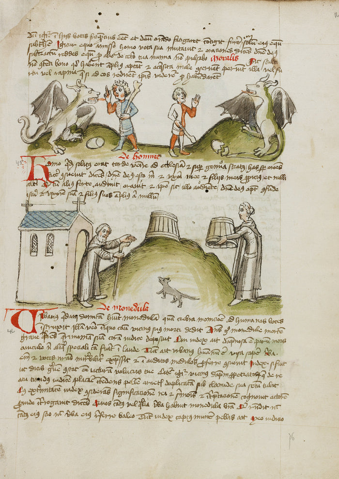 Unknown:A Dragon and a Farmer with a Club; A Hermit before a,16x12