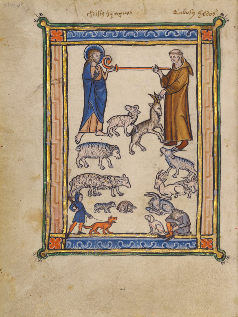 Unknown:Christ and a Monk and Two Shepherds, Poster Print Wall Art