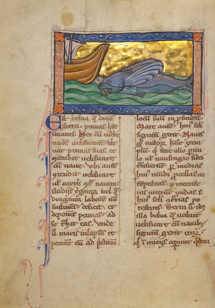 Unknown Artist:A Large Fish Behind a Boat,16x12"(A3)Poster