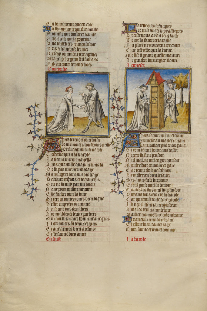 Unknown:Courtesy with a Knight; Idleness Opening the Door fo, Poster Print Wall Art