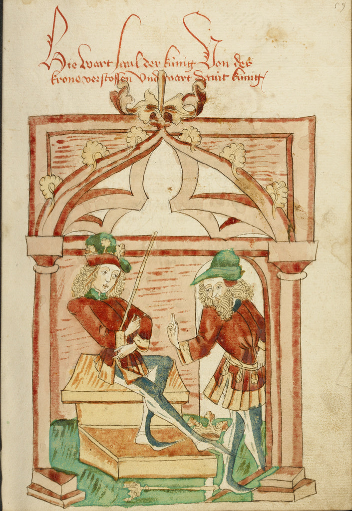 Hans SchillingFollower of:David Enthroned and Saul Departing, Poster Print Wall Art