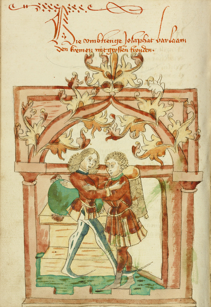 Hans SchillingFollower of:Josaphat and Barlaam Greeting Each, Poster Print Wall Art