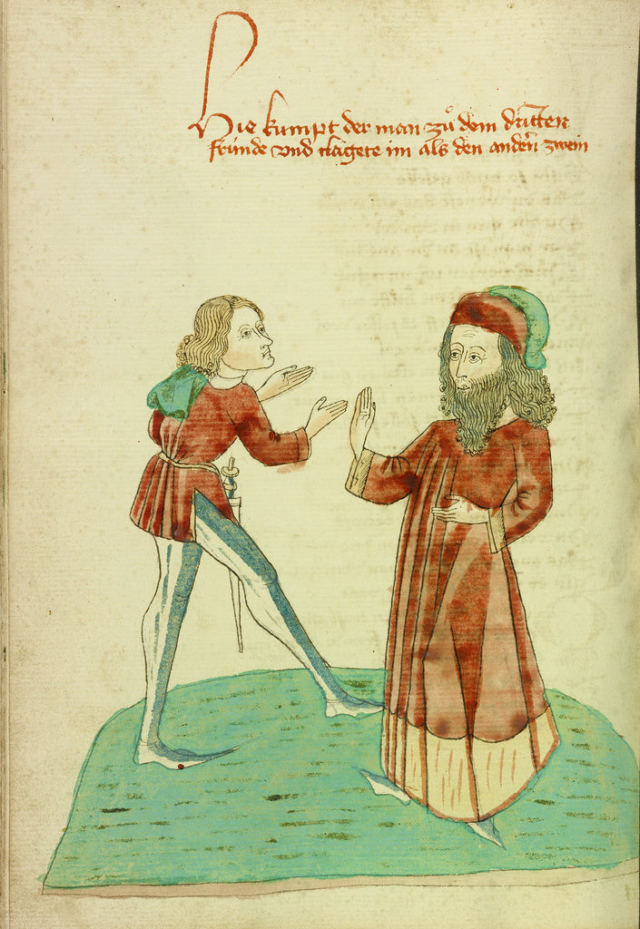 Hans SchillingFollower of:A Young Man Meeting an Older Beard, Poster Print Wall Art