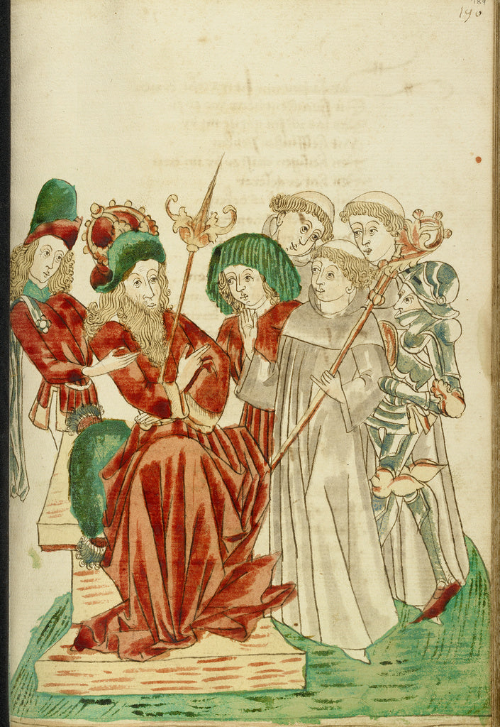 Hans SchillingFollower of:The Abbot and Monks before King Av, Poster Print Wall Art