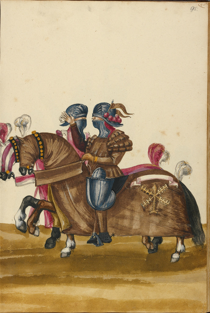 Unknown:Two Men in Armor for Tournament Contests, Poster Print Wall Art
