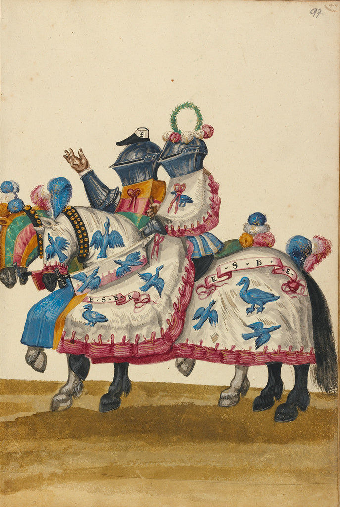 Unknown:Two Men in Armor for a Tournament Contest, Poster Print Wall Art