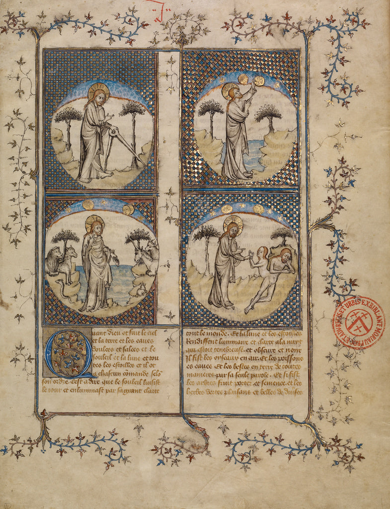 First Master of the Bible historiale of Jean de Berry:Leaves, Poster Print Wall Art