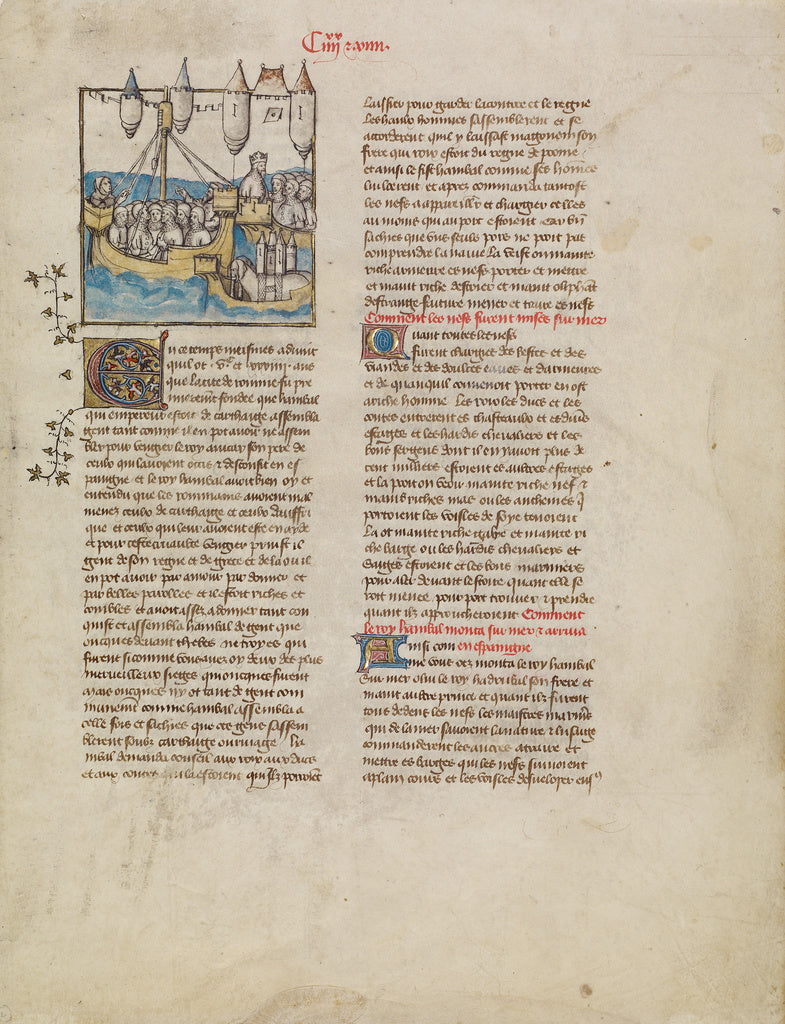 First Master of the Bible historiale of Jean de Berry:The Fl, Poster Print Wall Art