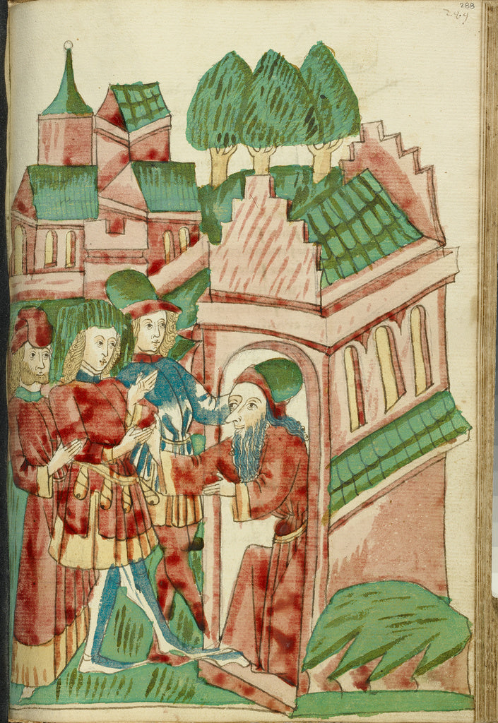 Hans SchillingFollower of:Three Men Approach a Hermit, Poster Print Wall Art
