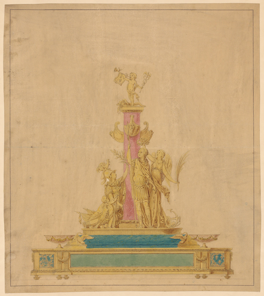 Robert-Joseph AugusteAttributed to:Drawing for an Inkstand, Poster Print Wall Art