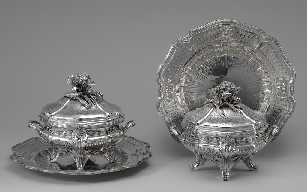 Thomas Germain:Pair of Lidded Tureens, Liners, and Stands, Poster Print Wall Art