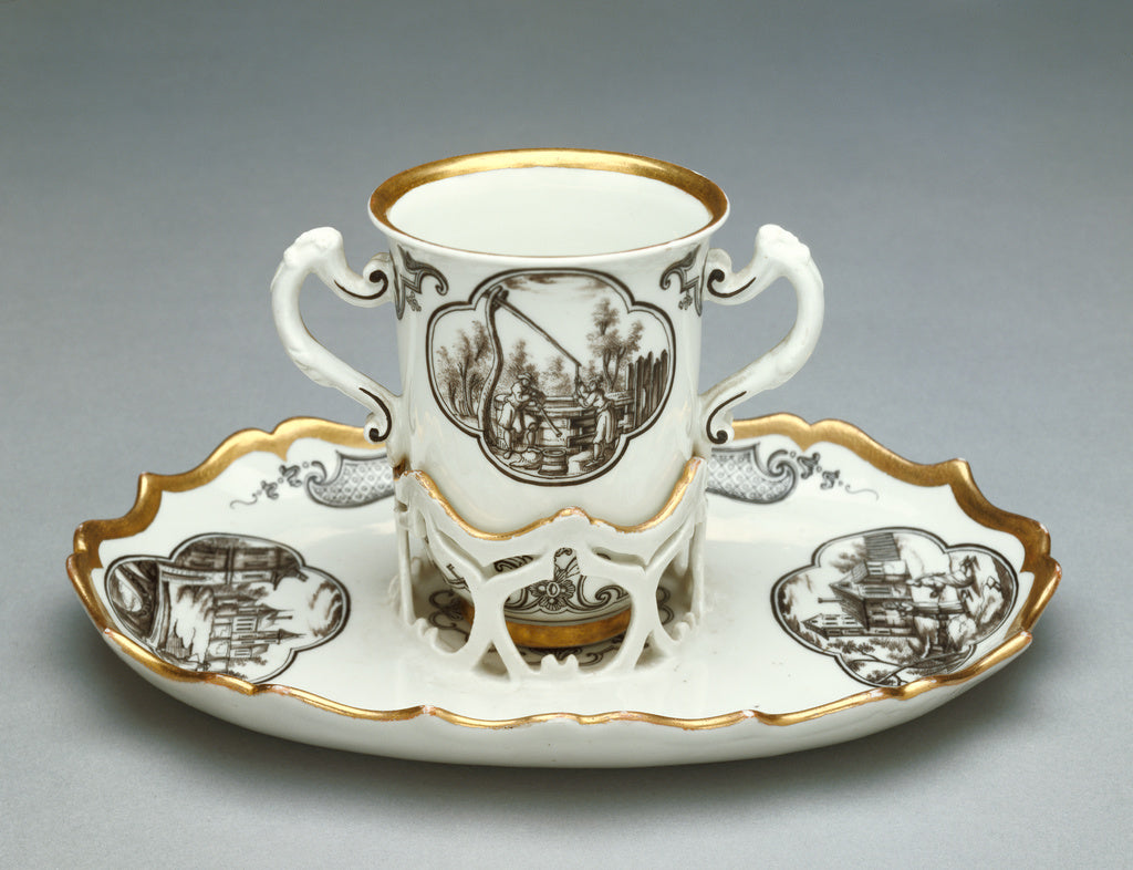 Du Paquier Porcelain Manufactory:Cup and Saucer (Trembleuse), Poster Print Wall Art