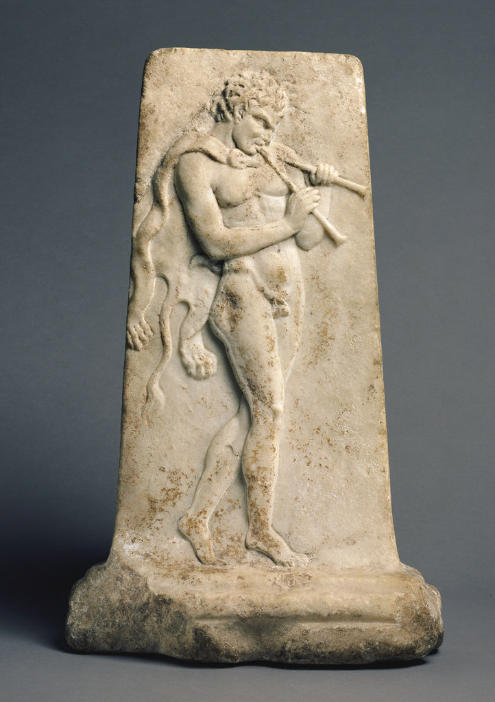 Unknown:Relief with a Satyr Playing Pipes, Poster Print Wall Art