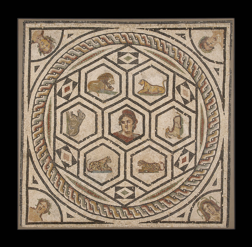 Unknown:Mosaic Floor with Orpheus and the Animals, with Four, Poster Print Wall Art