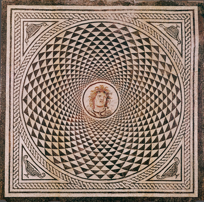 Unknown:Mosaic Floor with  Head of Medusa,16x12