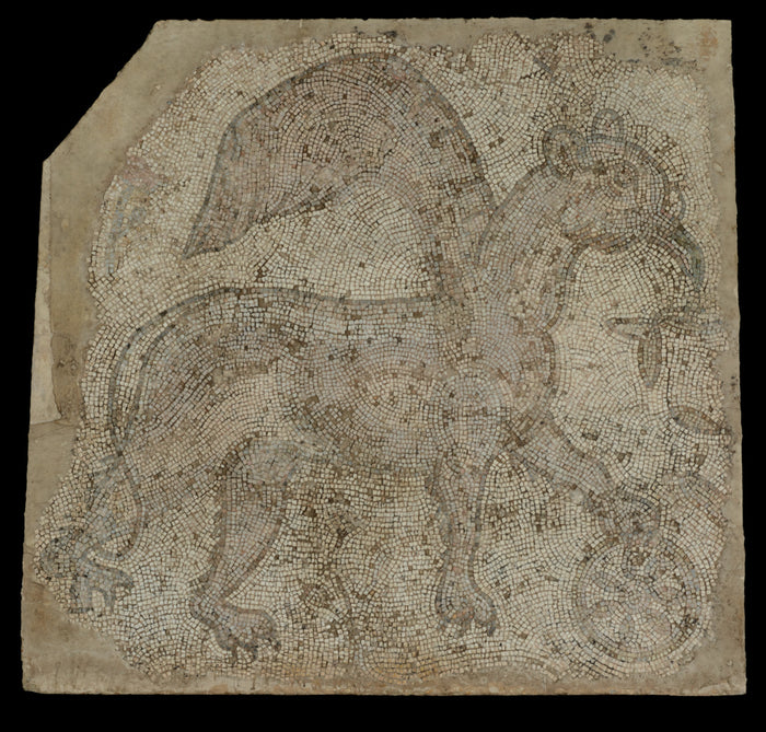 Unknown:Fragmentary Mosaic of a Griffin with Spoked Wheel (N,16x12
