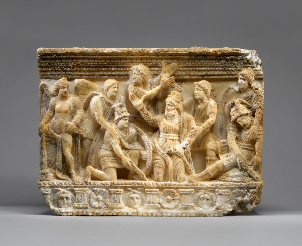 Unknown:Cinerary Urn with Aeneas and Turnus, Poster Print Wall Art