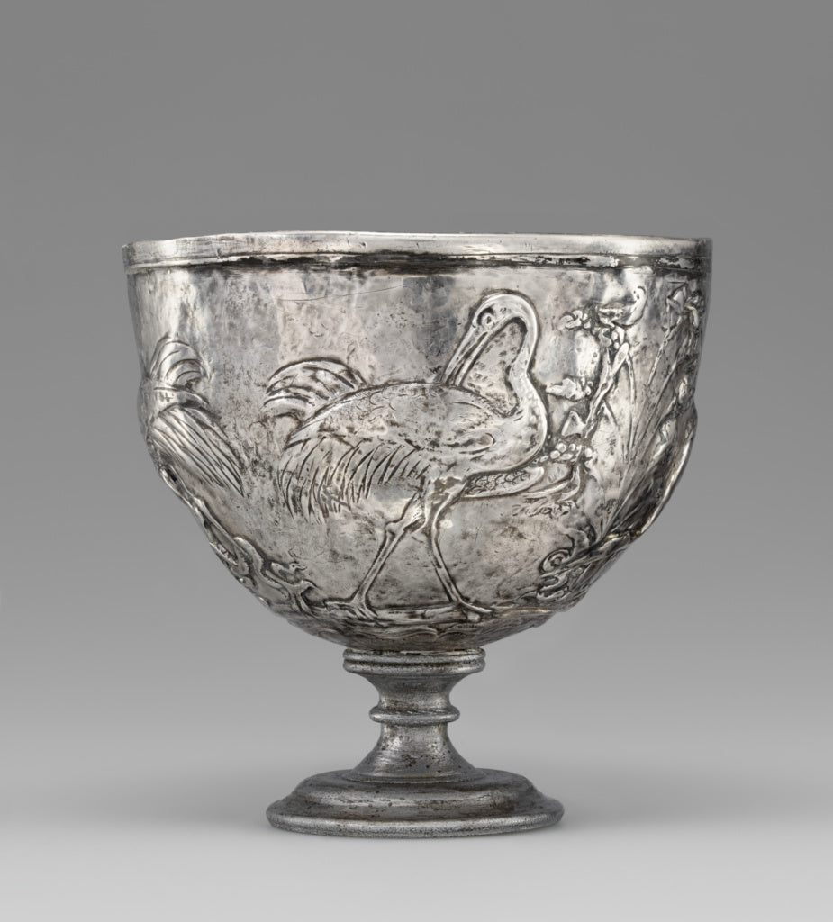 Unknown:Cup with Cranes, Poster Print Wall Art