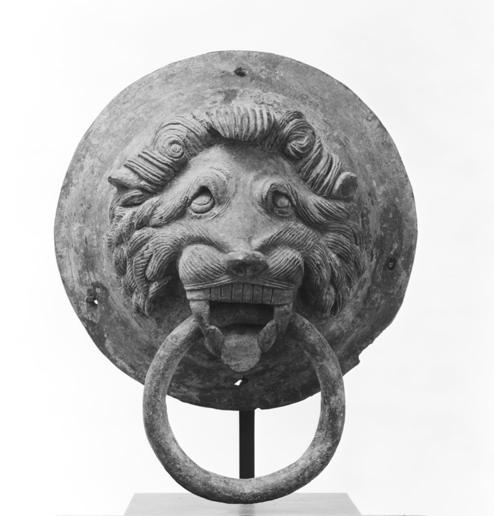 Unknown:Pair of Bronze Door Knobs Designed as Lion Heads, Poster Print Wall Art