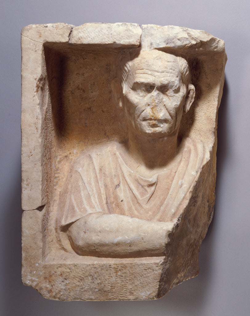 Unknown:Fragment of a Roman Funerary Relief, Poster Print Wall Art