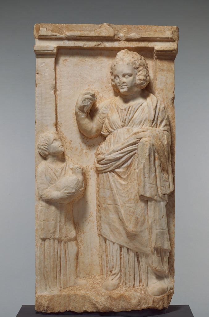 Unknown:Grave Naiskos of Demainete with an Attendant Holding, Poster Print Wall Art
