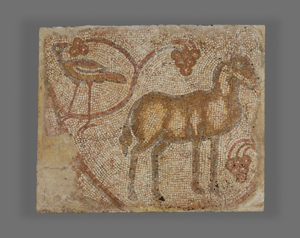 Unknown:Mosaic Fragment with Donkey and Bird, Poster Print Wall Art