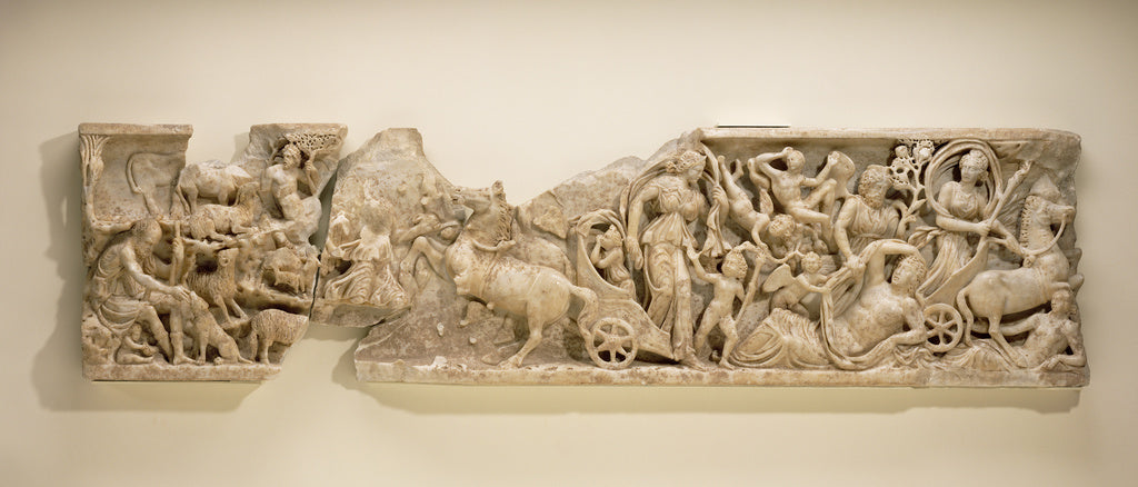 Unknown:Front of a Sarcophagus with the Myth of Endymion, Poster Print Wall Art