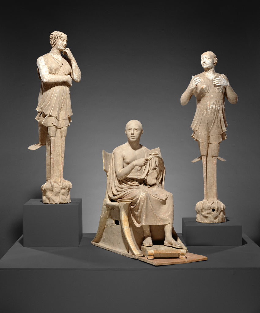 Unknown:Sculptural Group of a Seated Poet and Sirens (2) wit, Poster Print Wall Art