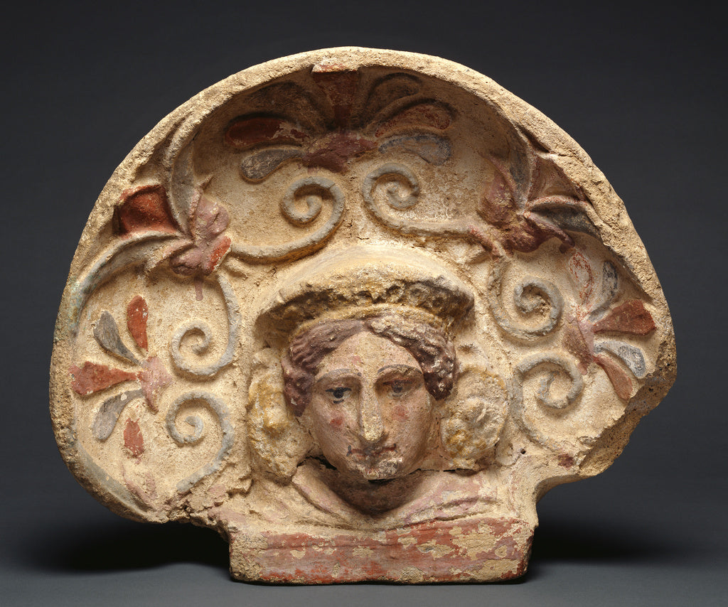 Unknown:Antefix with Woman's Head, Poster Print Wall Art
