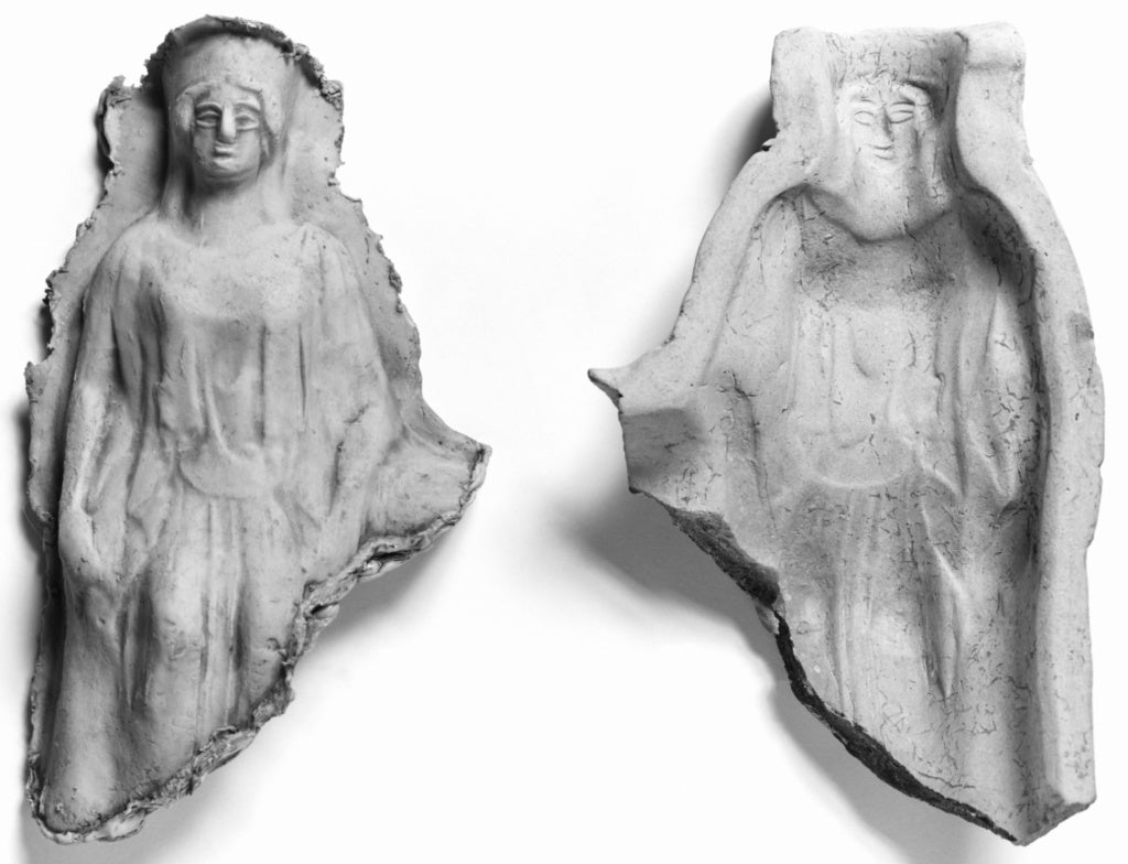 Unknown:Mold of a Seated Frontal Female Figure, Poster Print Wall Art