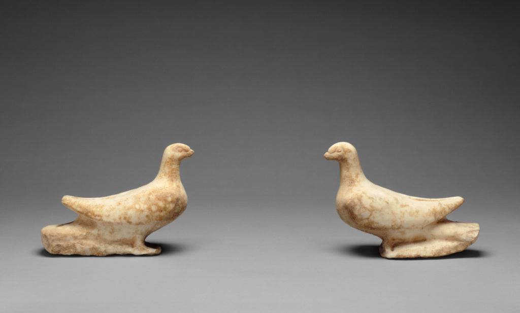 Unknown:Two Doves from a Funerary Monument, Poster Print Wall Art