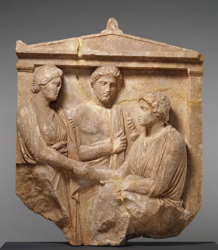 Unknown:Grave Naiskos of Theogenis with her Mother, Nikomach, Poster Print Wall Art