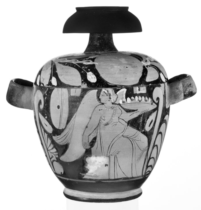 ZA Painter:Sicilian Red-Figure Pyxis with Lid,16x12