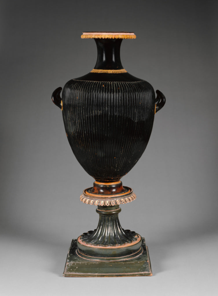 Unknown:Apulian Black Hydria with Gilding and Black Stand, Poster Print Wall Art