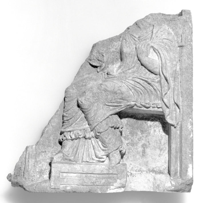Unknown:Fragment of a Relief of a Seated Woman, from a Funer,16x12