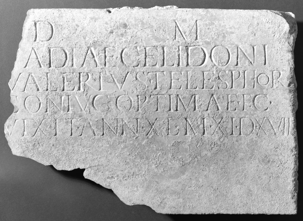 Unknown:Latin Funerary Inscription Cut into the Reverse of a, Poster Print Wall Art