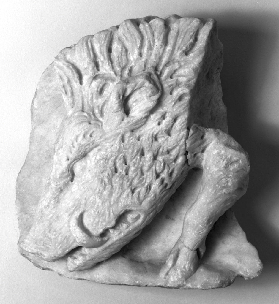 Unknown:Fragment of a Sarcophagus with the Head of a Boar, Poster Print Wall Art