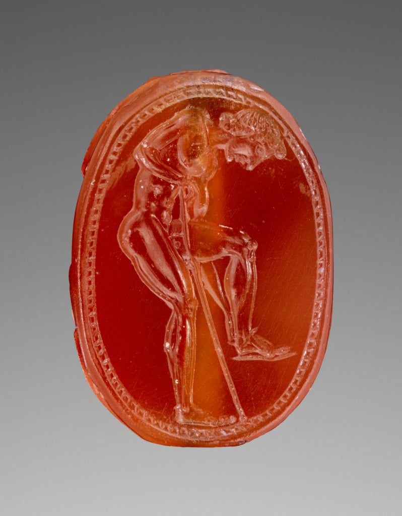 EpimenesAttributed to:Engraved Scarab with Youth Leaning on , Poster Print Wall Art