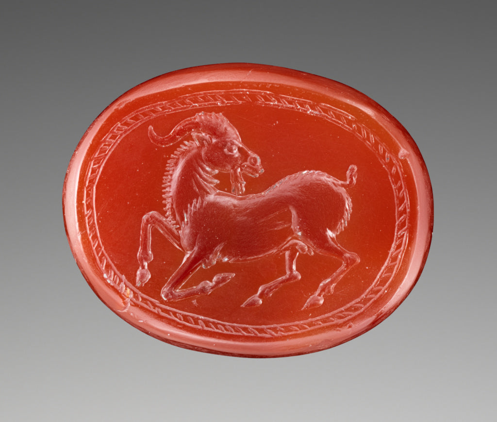 Unknown:Engraved Gem with Kneeling Goat, Poster Print Wall Art