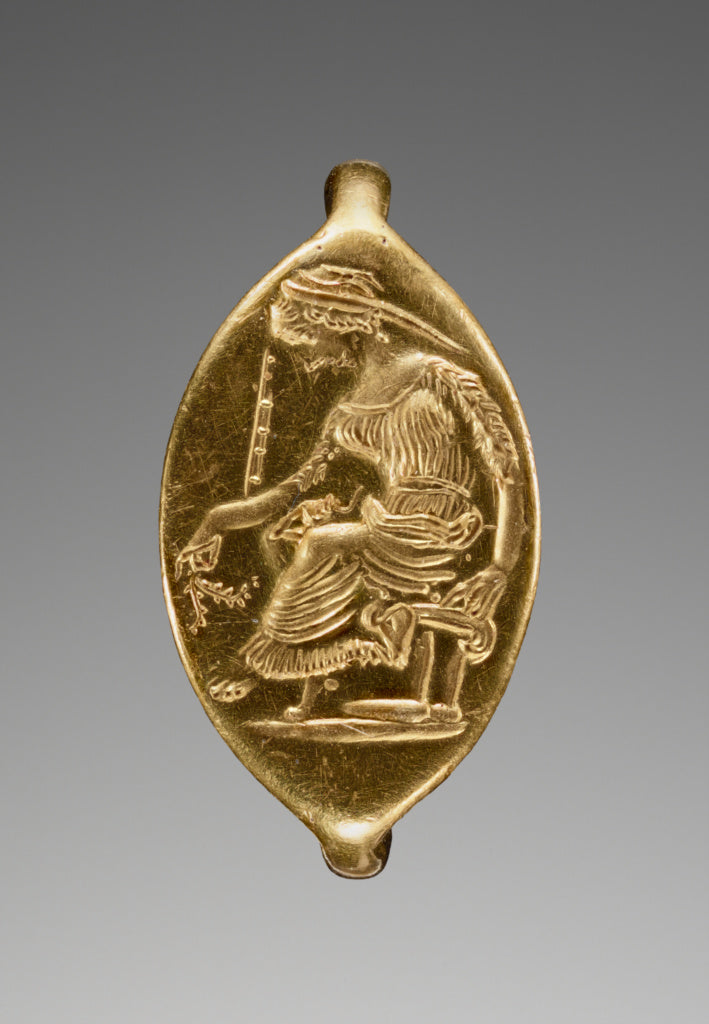 Unknown:Engraved Ring with a Seated Woman Holding a Branch, Poster Print Wall Art