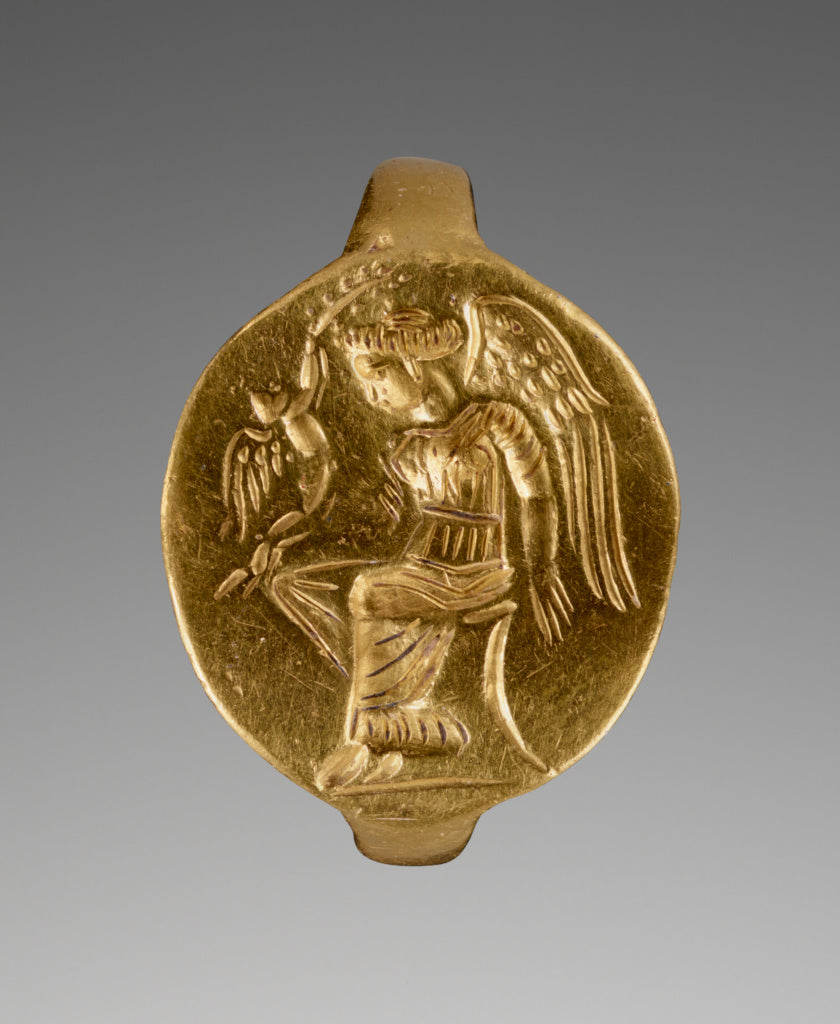 Unknown:Engraved Ring with Nike Crowned by Eros, Poster Print Wall Art
