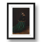 Claude Monet - Green Dress, Camille Doncieux [1866], vintage artwork in A3 (17x13") Black Frame